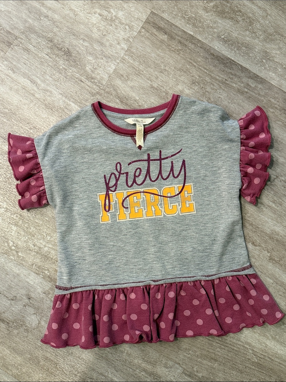 Matilda Jane Girls 'Pretty Fierce' Ruffle Hem Tee with Burgundy